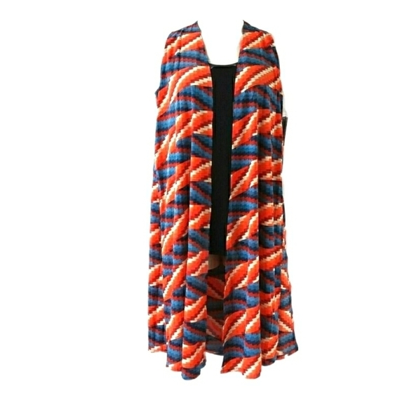 LulaRoe Women's Joy Duster Length Cheron Striped Vest Cardigan - Picture 1 of 6